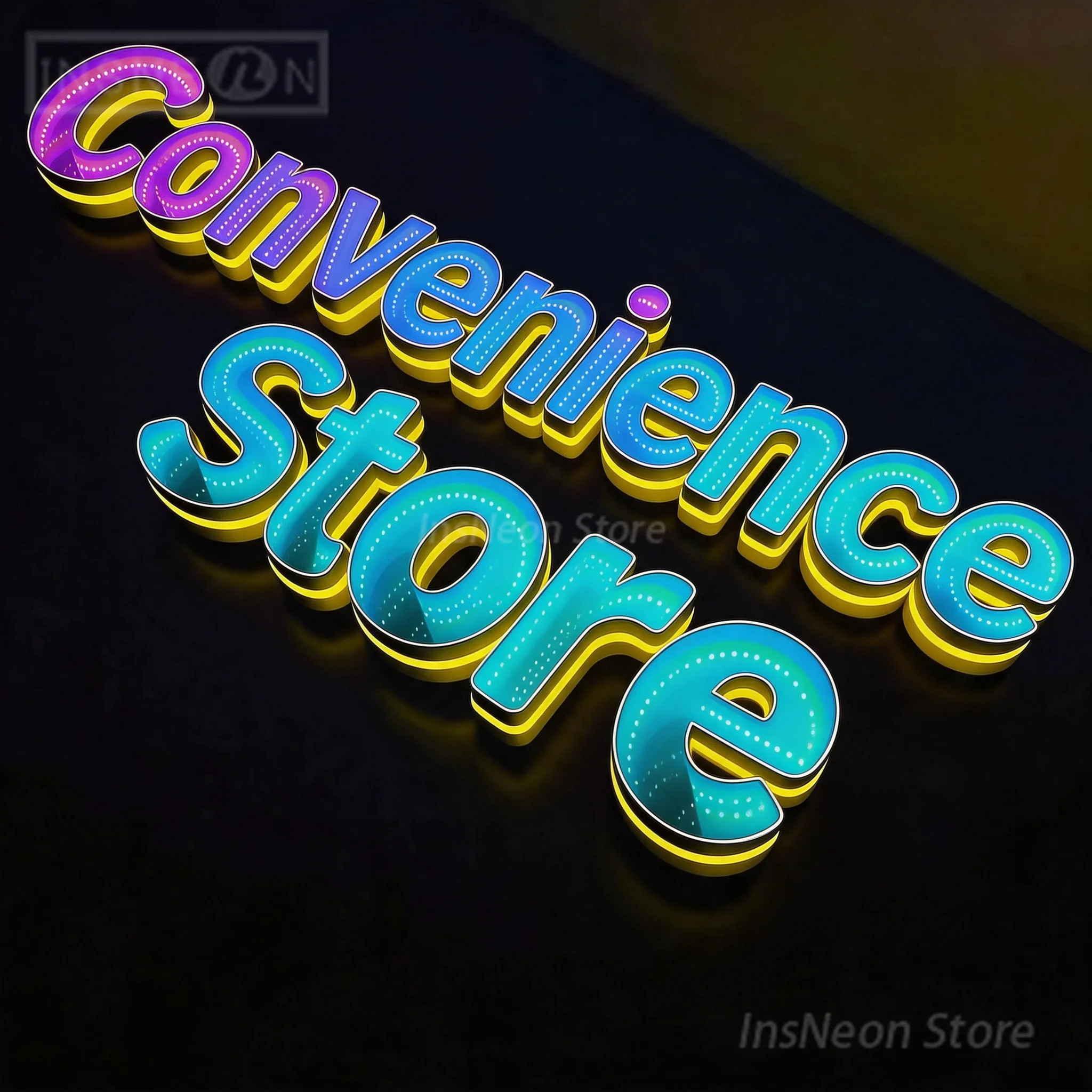 Custom Acrylic Sign Convenience Store, Business Company Logo, LED Luminous Large Letters Wall Poster for Restaurant Home