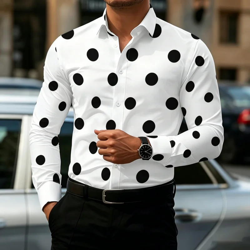 เสื้อเชิ้ตแขนยาวลายจุดสำหรับผู - Men'S Fashion บทวิจารณ์และราคา