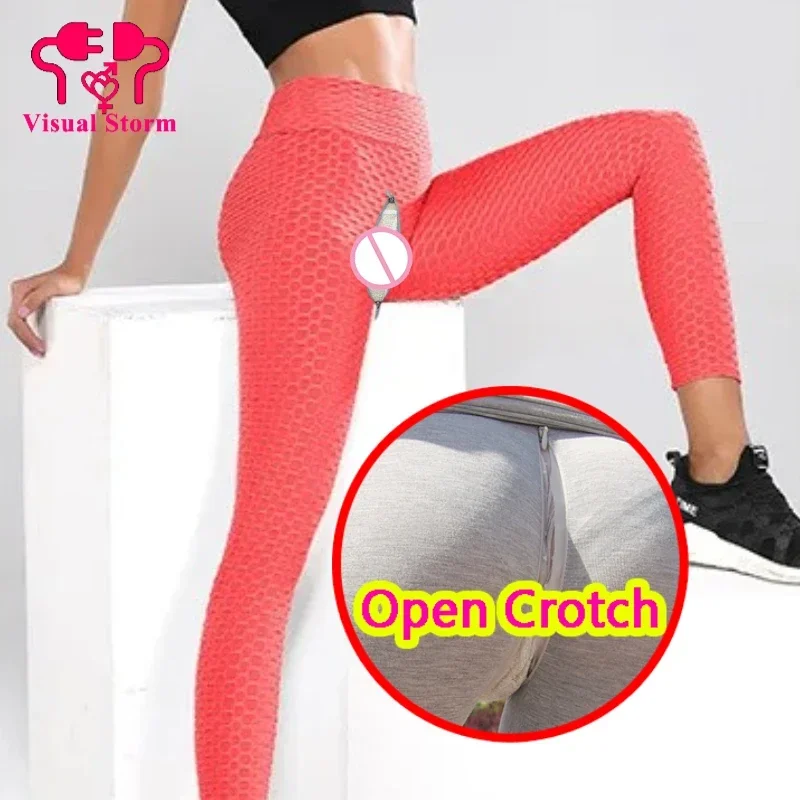 

Женские сексуальные леггинсы с открытой промежностью, пуш-ап, тренажерный зал, штаны для йоги с вырезами, нижнее белье с высокой талией для йоги, спортивная одежда на скрытой молнии для секса