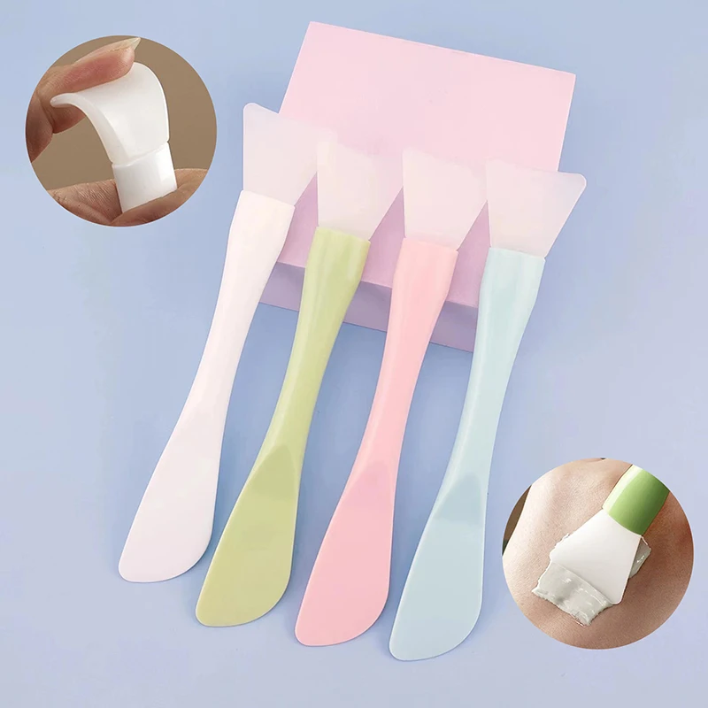 Beauty Silicone Facial Mask Brush Soft Head With Scraper Integrated Dual-use Mud Film Brush DIY Film Adjusting Beauty Tool