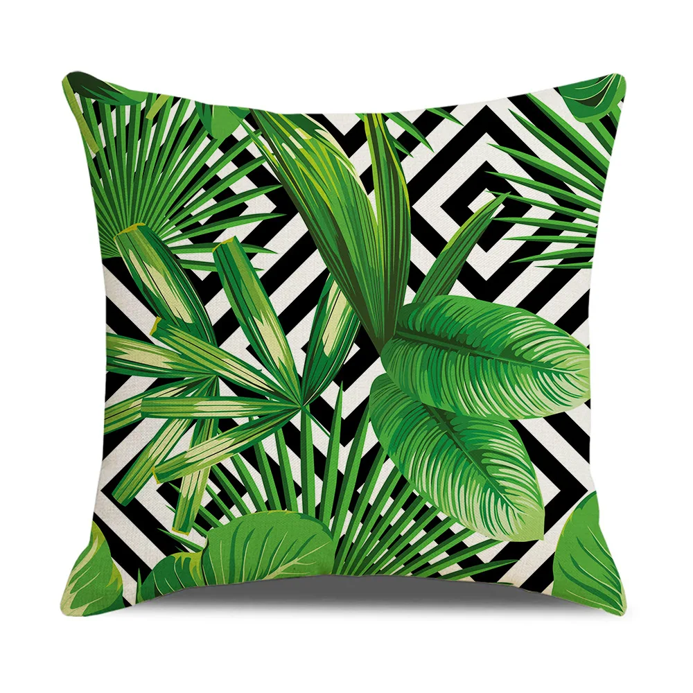 Sofa Decorative Cushion Cover 45x45 Pillows Cover Tropical Leaves Printed Pillowcase Home Seat Car Decor Linen Throw Pillow Case