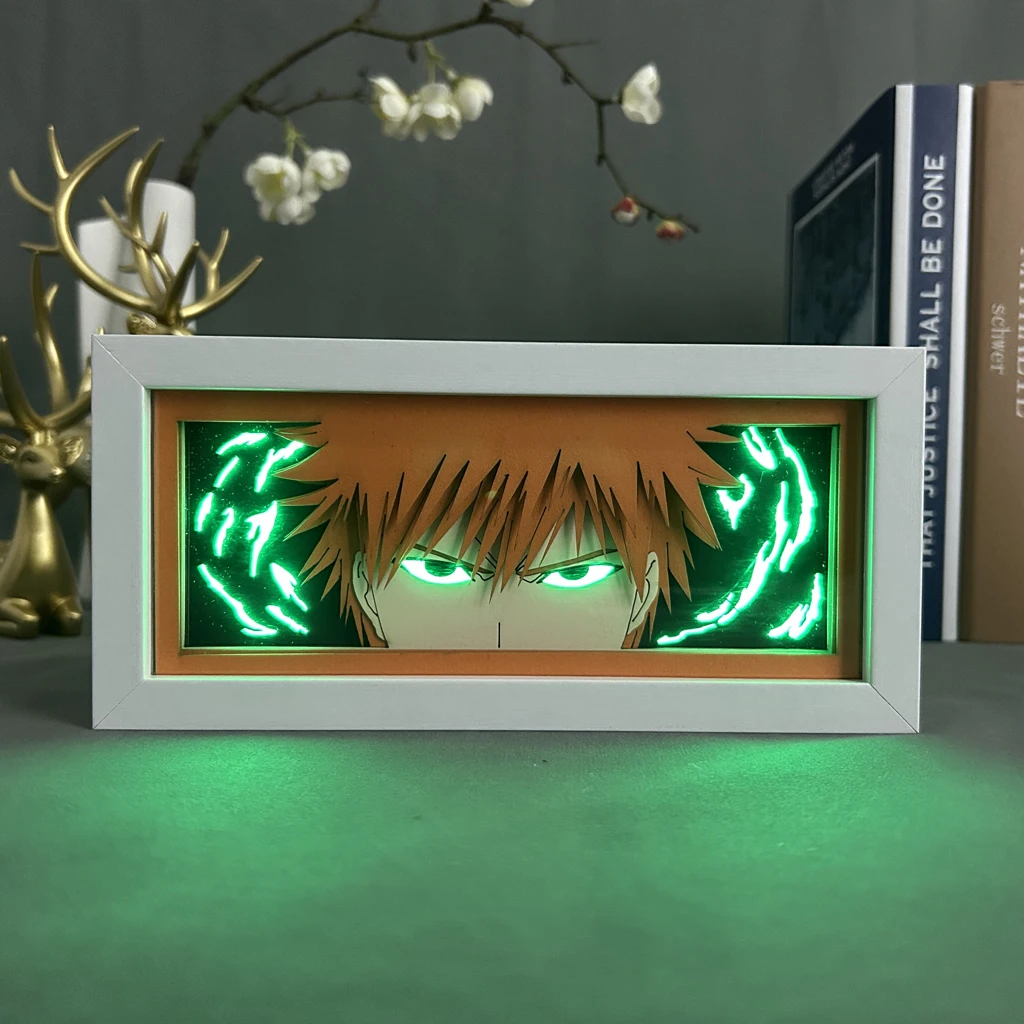 Caja de luz Led de Anime para decoración de dormitorio, caja de sombra de corte de papel, regalo de cumpleaños, lámpara de noche de cabecera, Ichigo