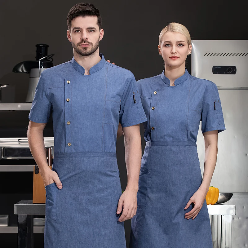 Uniforme de chef de cuisine unisexe, costume de restaurant et d'hôtel, vêtements de travail, chemises pour hommes, veste de chef cuisinier, vêtements de bar pour femmes attribuables