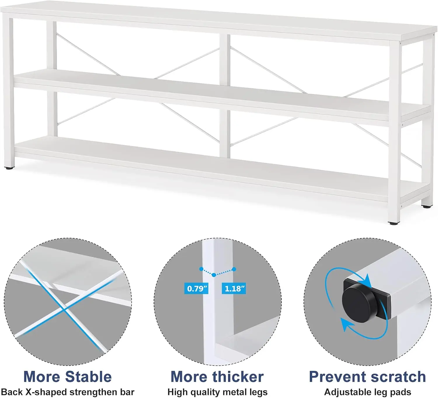 71" Sofa Tables,Extra Long Couch Table, Narrow Long Console Table, Entryway Table,Sofa Table with 3 Tiers Storage Shelves