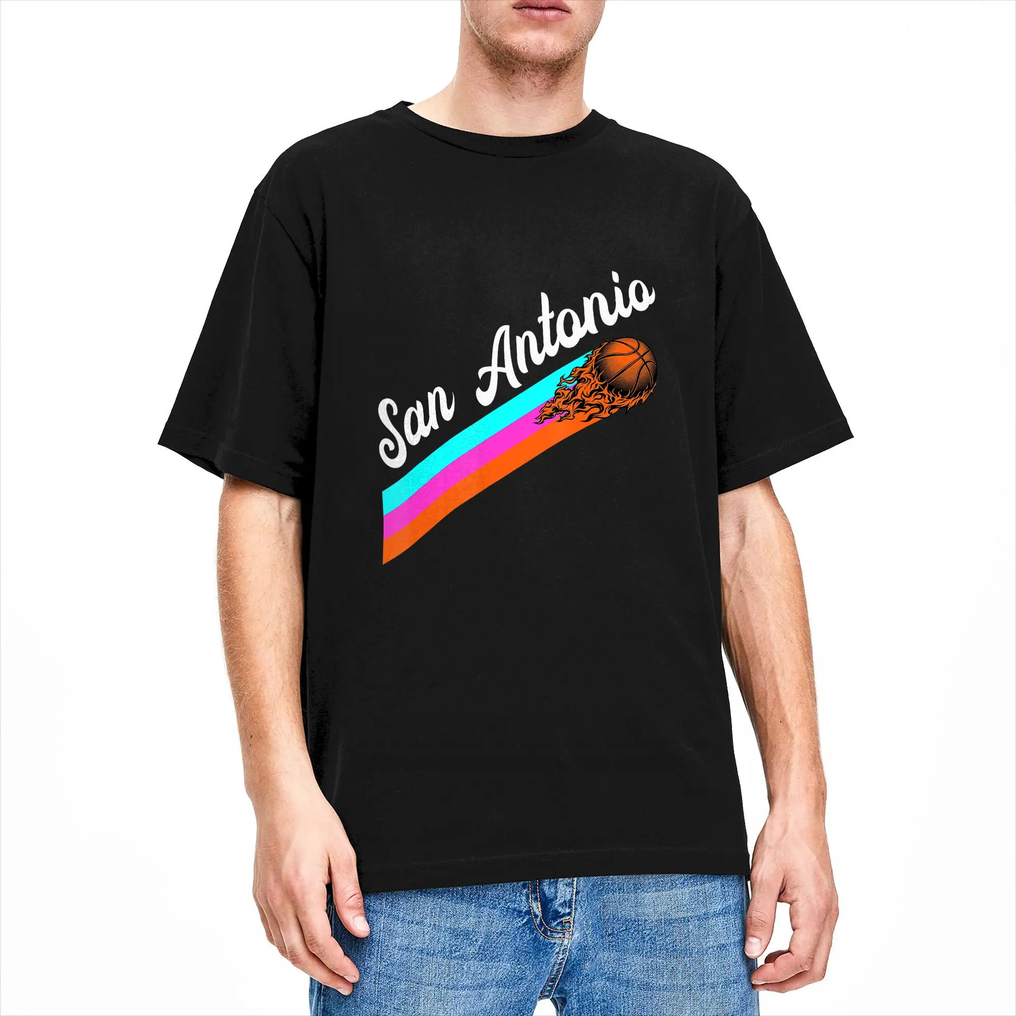Oversized T-Shirt Summer San Antonio Name Throwback Design Leisure T-Shirts Cotton Tshirt for Men's Y2K Fun Cheap Clothes