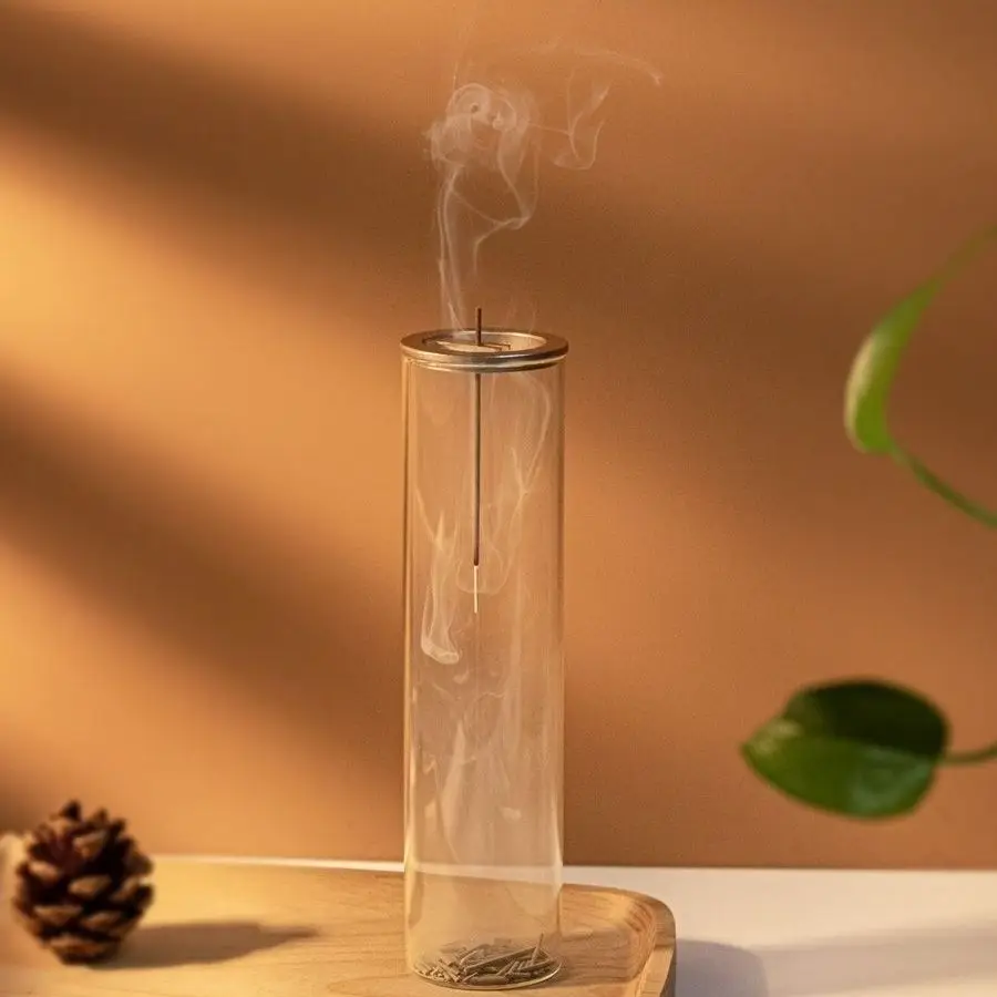 Incense Burner Upside Down Incense Creative Thread Sandalwood Square Glass Ash Catcher Household New Creative Desktop Decoration