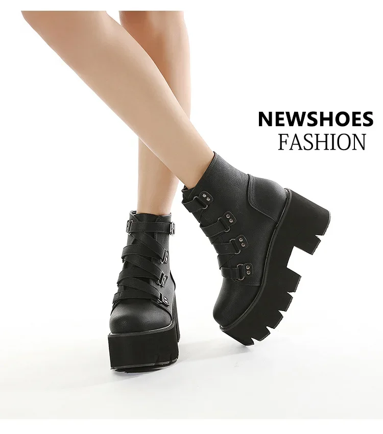 Womens Comfy Booties Platform Stage Performance Shoes High Heels White Black Chunky Heel Cosplay Shoes For Lady shoes
