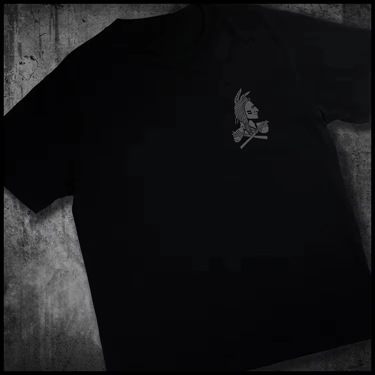 2026 Unisex Retro Tribe Skull Optical T-shirt Black Double Sided Short Sleeve Gothic Tactical Style Cotton Oversized Graphic Tee