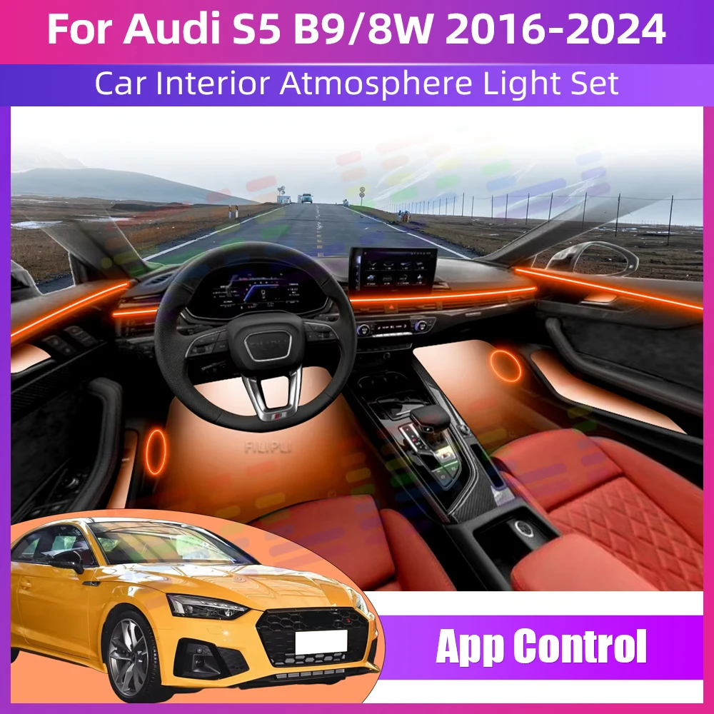 

For Audi S5 B9/8W 2016-2024 Interior Acrylic Car Ambient Lights RGB Hidden Acrylic Strip Decoration Atmosphere Accessories