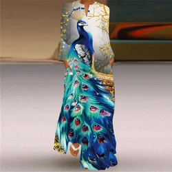 Summer Dress Woman 2025 New Long Dress Women Red Long Sleeve V-neck Elegant Dresses Party Bright Red Pink3D Printing Dress