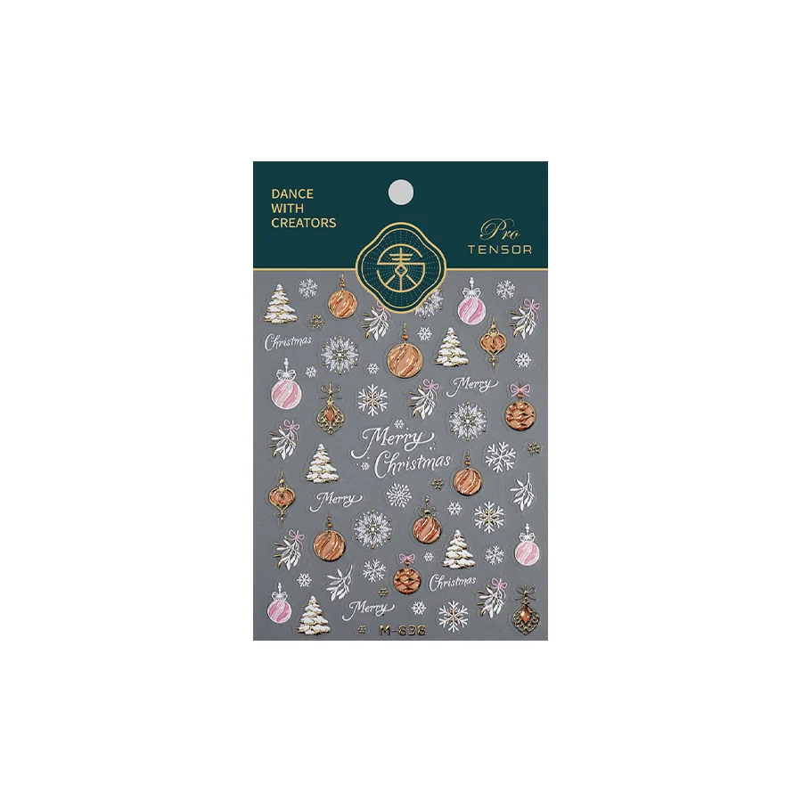 مجموعة إكسسوارات فن الأظافر تحت عنوان عيد الميلاد تتميز بشجرة عيد الميلاد وعناصر كوز الصنوبر وعناصر ندفة الثلج DIY مجموعة ملصقات الأظافر #6