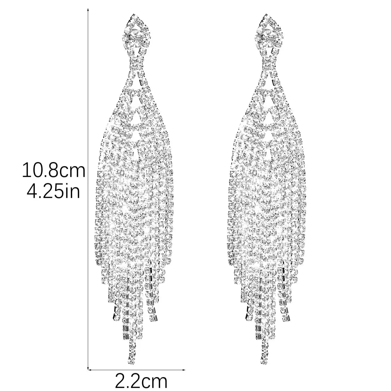 Diamond-set metal long tassel earrings fashion high-level sense of earrings niche hundred temperament earrings