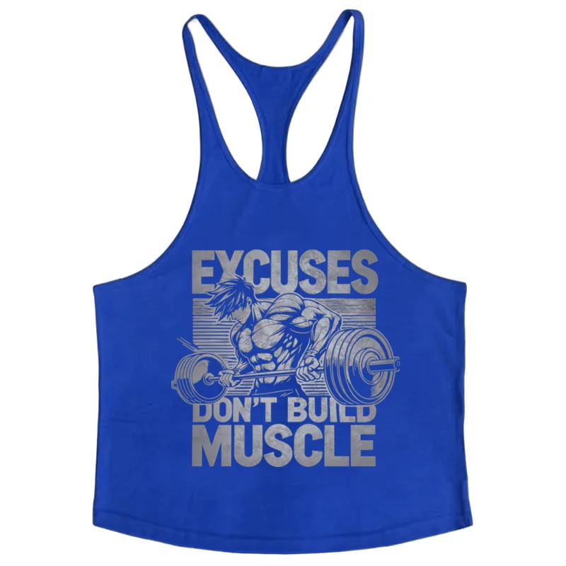 Bodybuilding Men's Gym Racerback Tank – Sleeveless Y-Back Vest, Cotton Breathable Gym Sportswear for Intense Workout
