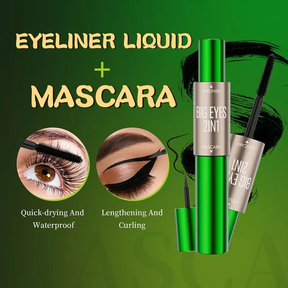 

2 in 1 Black Mascara Eyelashes Lengthening Curling Mascara Setting Cream Waterproof Non-blooming Eyeliner Liquid Pen Eye Makeup