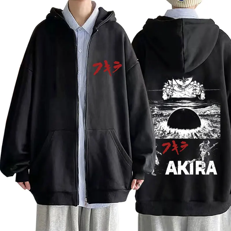 

Anime Akira Zipper Hoodie Japanese Science Fiction Cartoon Movie Shima Tetsuo Zip Up Jacket Men 90s Manga Oversized Sweatshirt