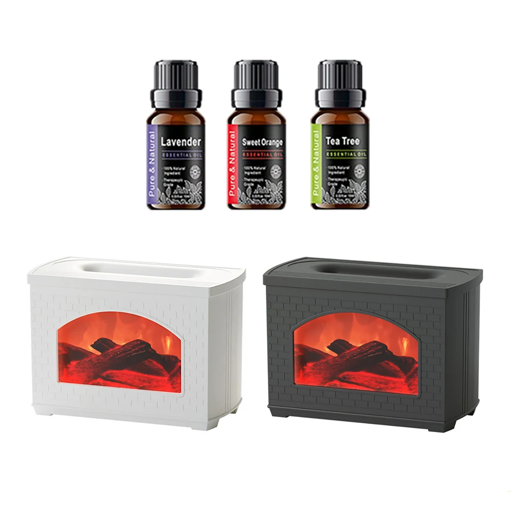 

Fireplace Simulation Aroma Diffuser Humidifier, USB Ultrasonic Essential Oil Mist Maker with Colorful Flame Effect, Nightlight,