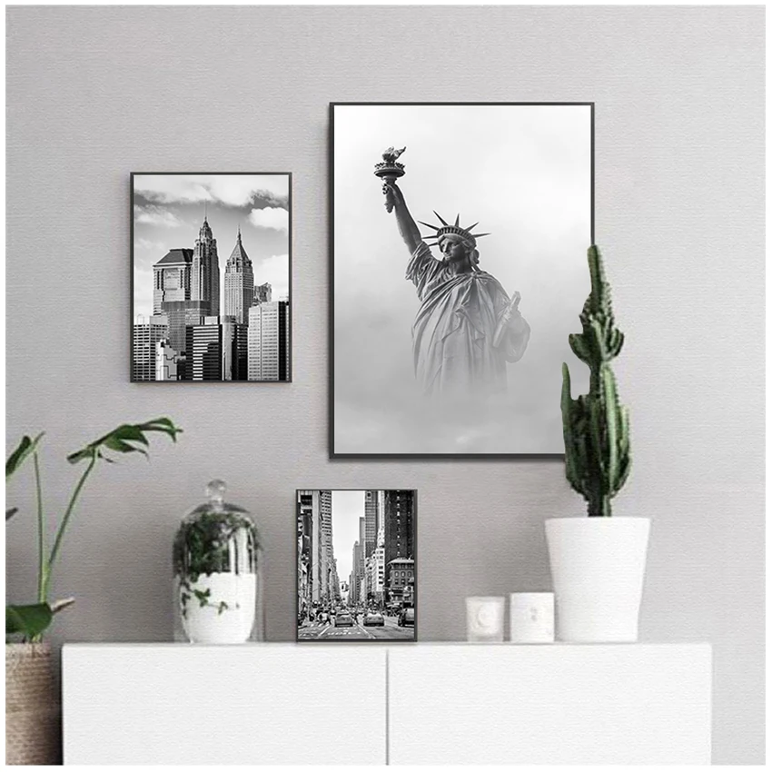 Painting Wall Pictures For Living Room Decor New York Statue Of Liberty Black White Nordic Posters And Prints Wall Art Canvas