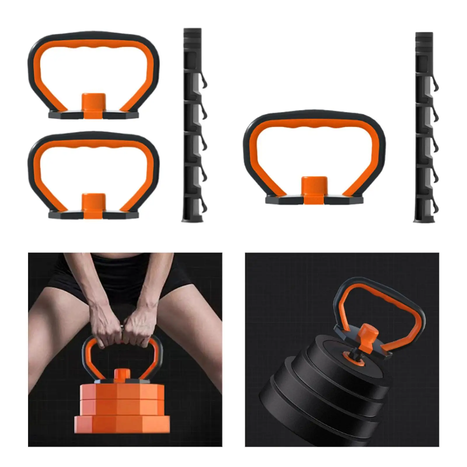 Kit de alça Kettlebell ajustável fácil de transportar para placa de peso interna de academia em casa