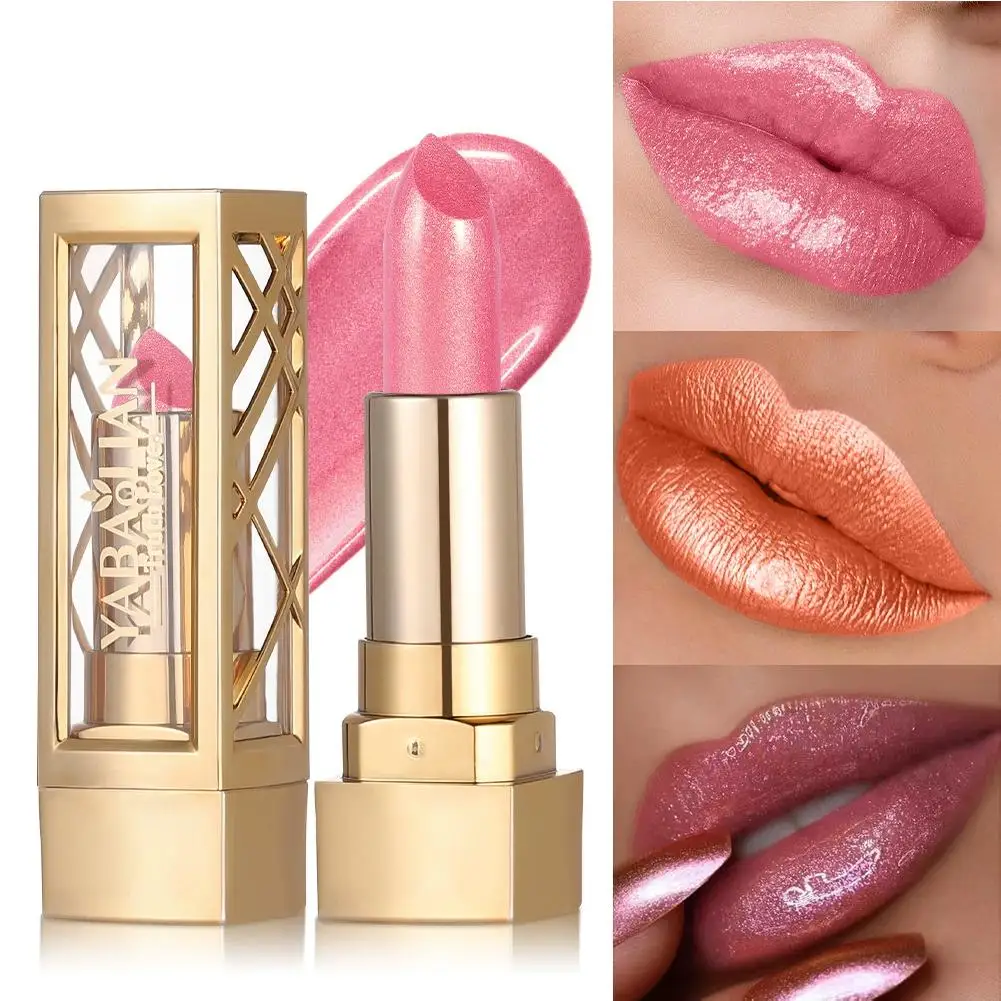 Lápiz labial hueco de lujo, brillo nacarado mate, terciopelo brillante, maquillaje duradero desnudo, lápiz labial sólido resistente al agua Re S3M2