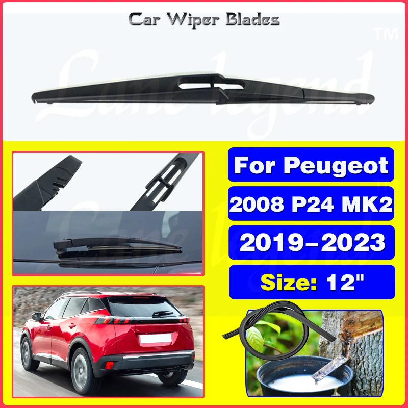 12 "Lâmina de limpador traseiro do carro, pára-brisas, limpadores de pára-brisa, escovas, limpeza de acessórios do carro, Peugeot 2008, P24, MK2, 2019-2023