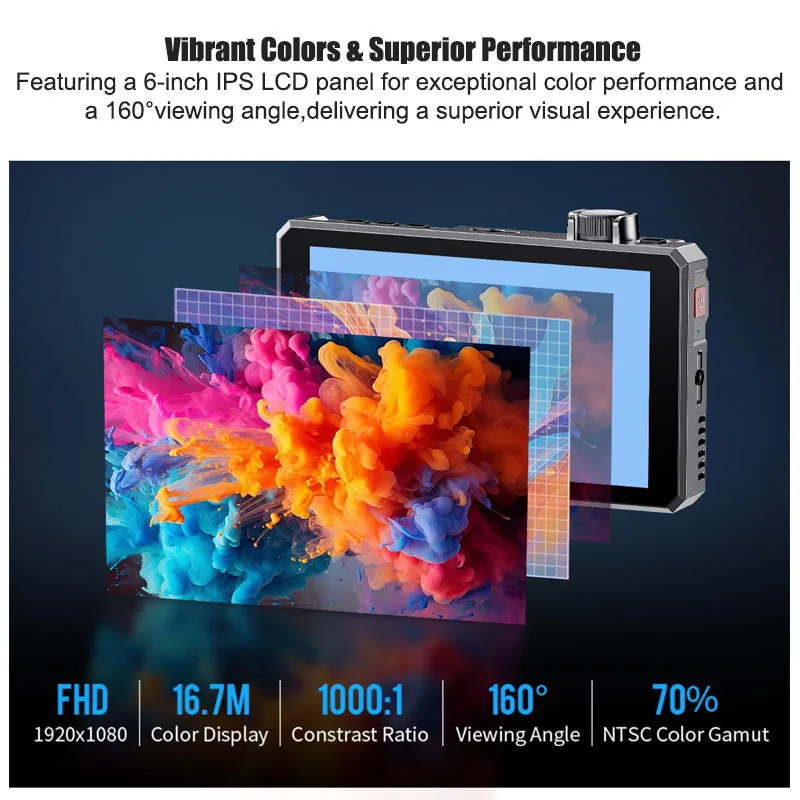 FEELWORLD 6인치 SC6 필드 카메라 비디오 모니터 1500NIT 3G SDI 4K HDMI 노브 키 컨트롤 고휘도 알루미늄