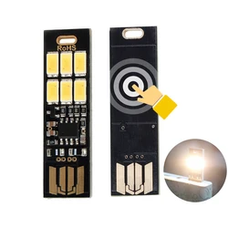 Mini luz noturna portátil 5730, 6 led, 5v, dimmable, sensor de toque, usb, banco de potência, computador, laptop, leitura, abajur