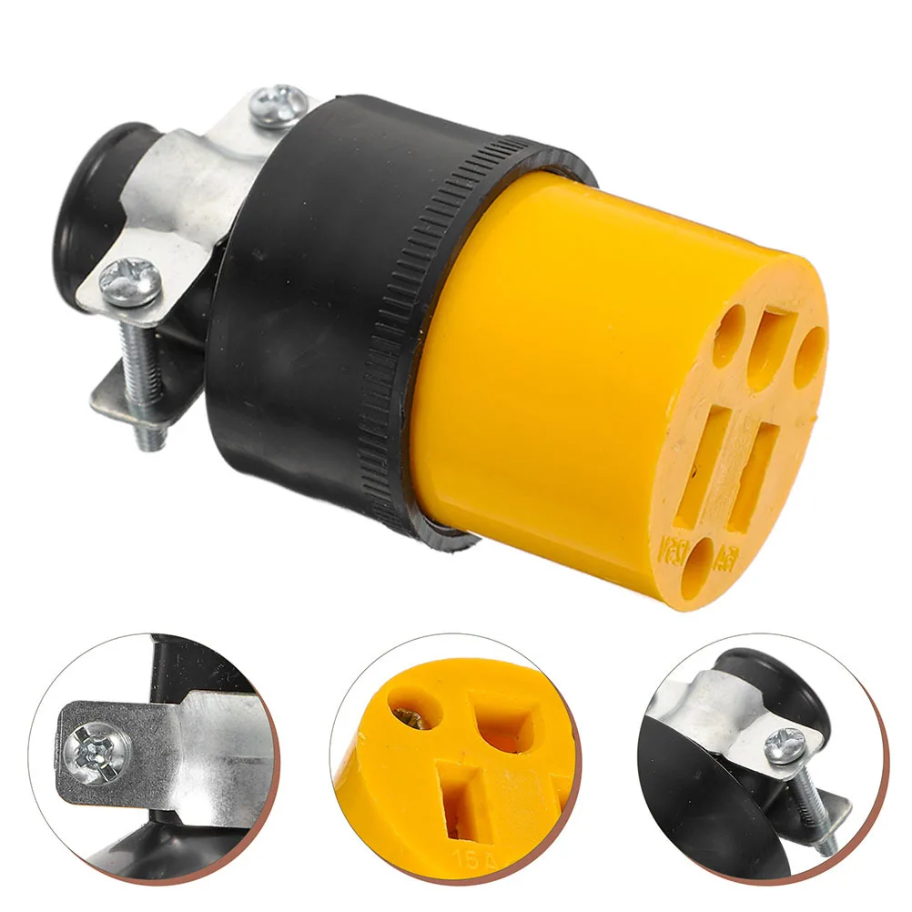 

s American St Socket 3 Prong Electric Connector Yellow Extension Cord End Replacement Plug Safe Use Residential Commercial