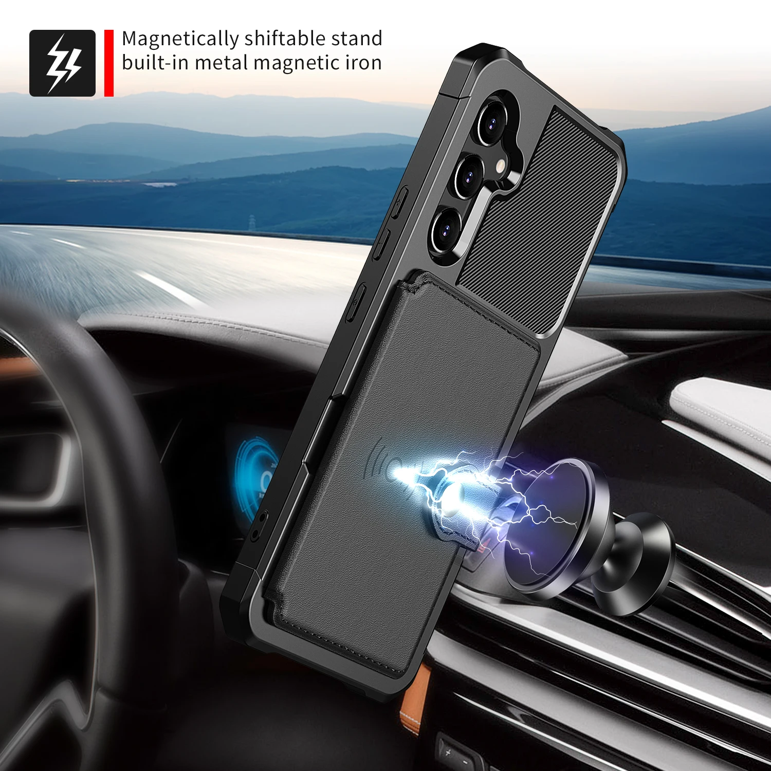 for Samsung Galaxy A14 5G/A54 5G Credit Card Case PU Leather Flip Wallet Cover with Photo Holder Hard Back Cover image 4