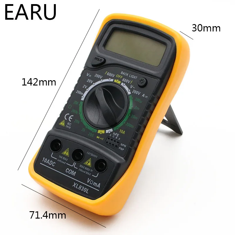 Portable Digital Multimeter Backlight AC/DC Ammeter Voltmeter Ohm Tester Meter XL830L Handheld LCD Multimetro Voltage Current