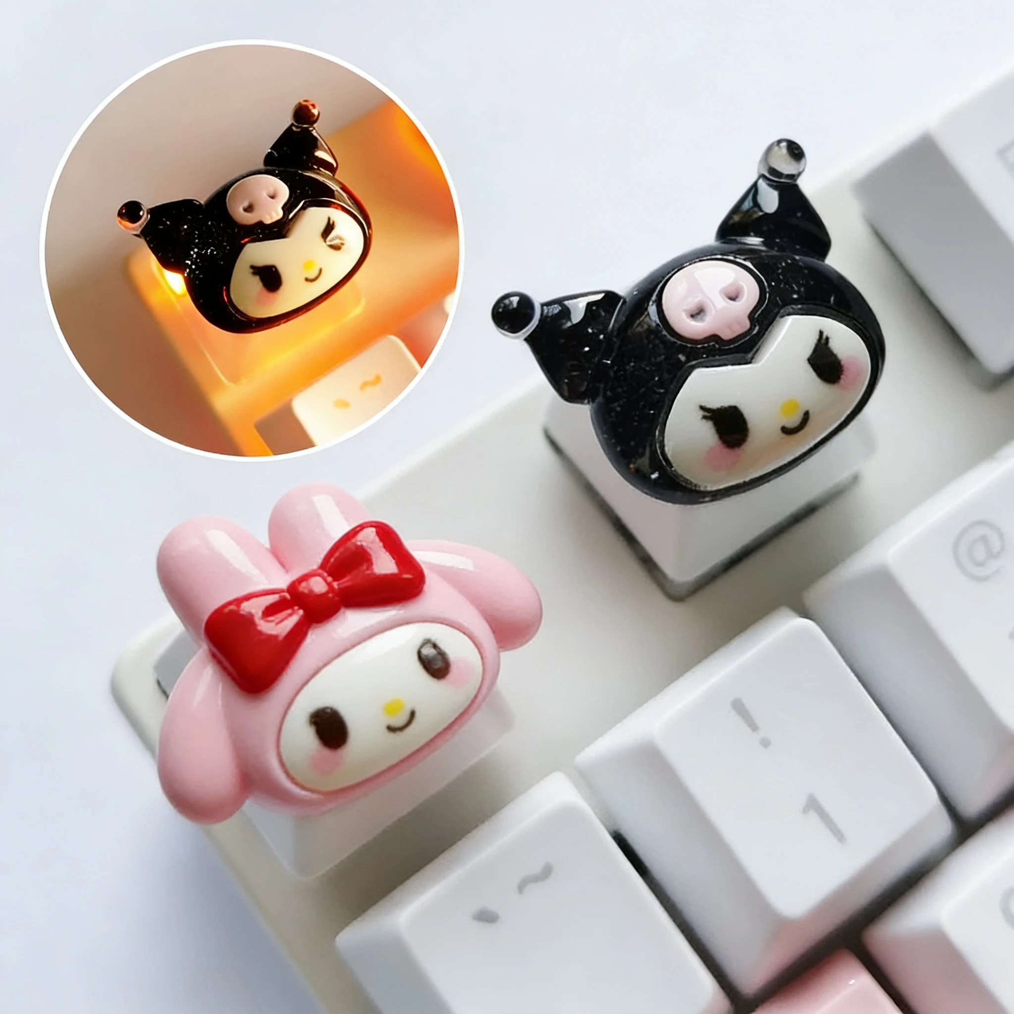 

Diy Transparent Keycap for Cherry Axis Mechanical Keyboard Special Clear Base Cute Kuromi Keycap
