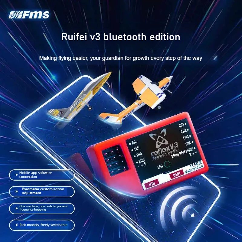 

FMS Refly V3 Flight Controller External Gyroscope Bluetooth Co-pilot Assist Flight System for Beginners RC Aircraft Accessories
