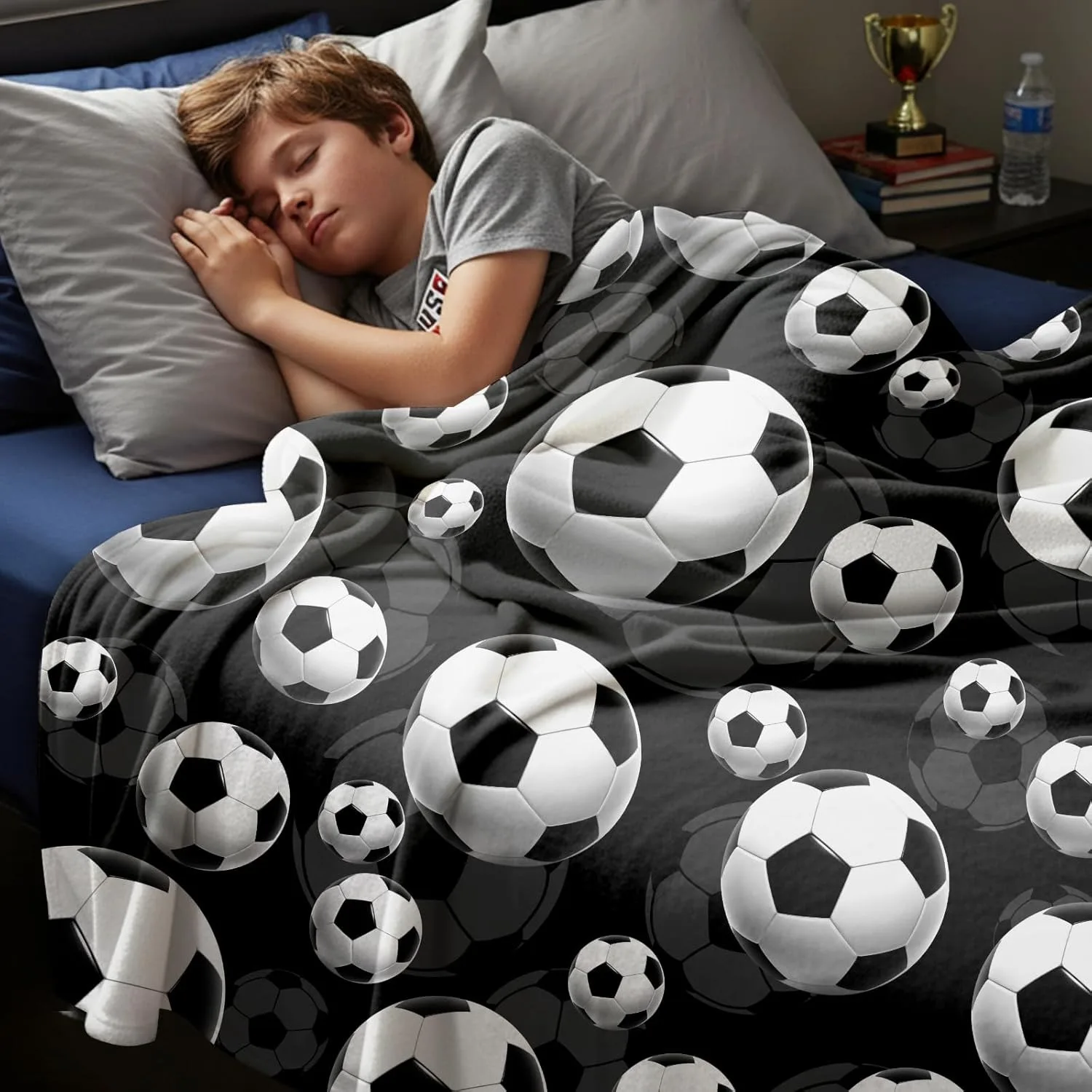 Soft Blanket for Soccer lover Flannel Blankets for keep warm watch a football match Unique Gifts to Boys girls four season use