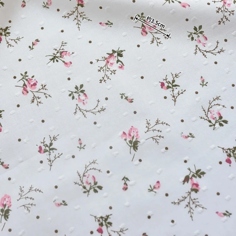 Cotton Fabric with Cut Flower and Scissor Pattern for Dresses, Skirts, and Children's Clothing Sewing Cloth, 150x50cm