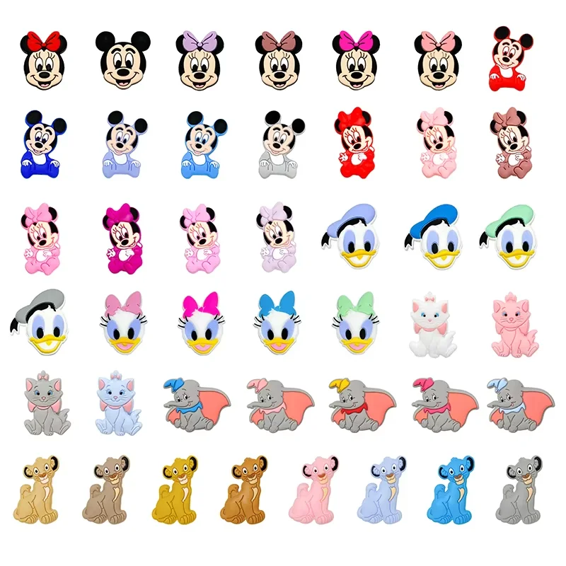 

10 шт. новые силиконовые бусины Микки Маус для изготовления браслетов, цепочек для сосок, прорезывателей для зубов, аксессуаров для детских украшений