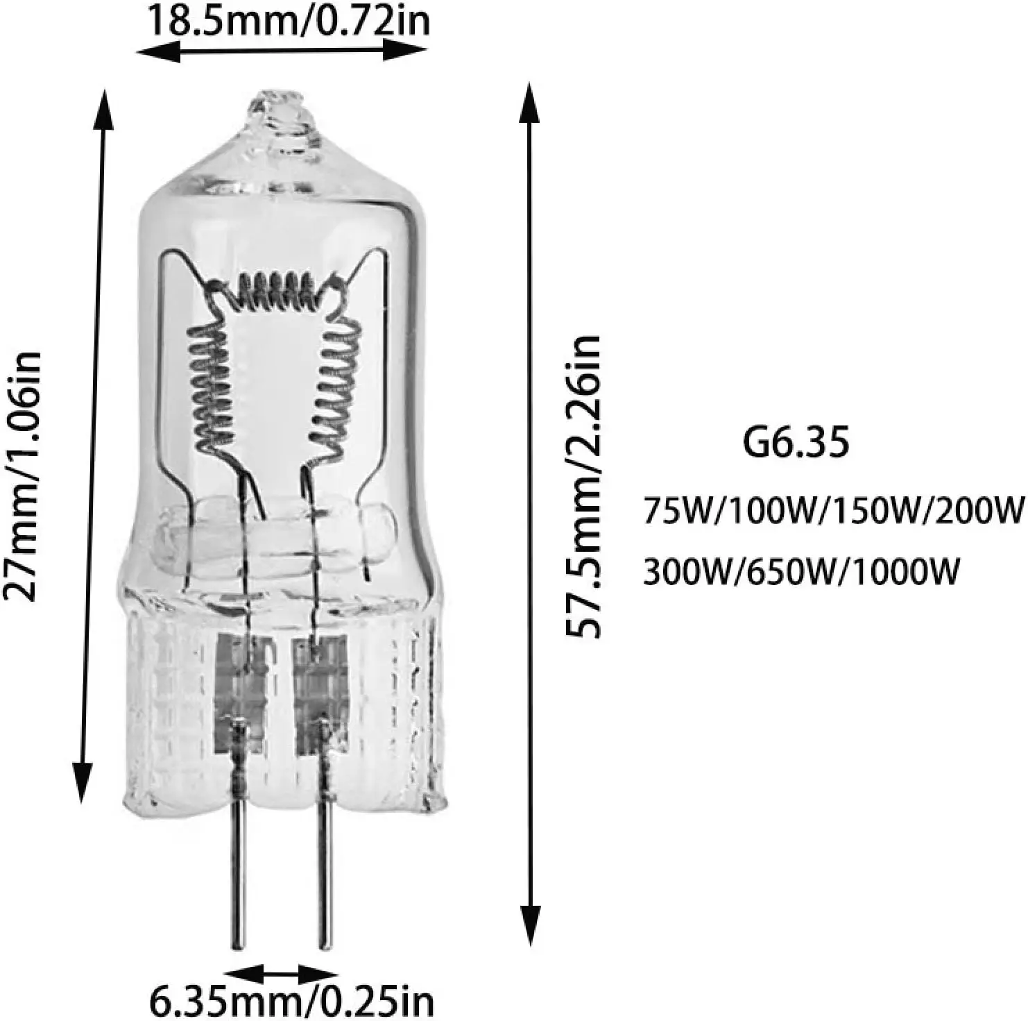 5er-Pack T4 230V G6.35 GX6.35 Marine-Wolframlampe Halogenlampe 35W 50W 100W 150W 200W 250W 300W 650W 1000W Angellampe – Detail 5