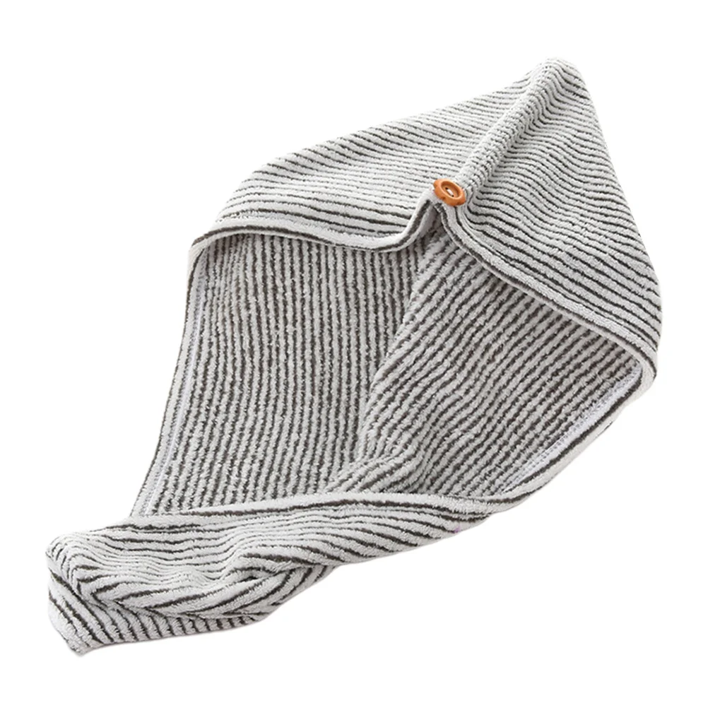 قبعة شعر جافة من ألياف الخيزران والفحم، منشفة سريعة الجفاف للنساء، رمادي وأبيض، متينة ومريحة لتجفيف الشعر #4