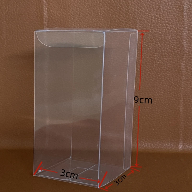 

50pcs 3x3x9cm(1.18x1.18x3.54inch） Clear Plastic PET Foldable Square Display Boxes PVC Gift Doll Packaging Transparent