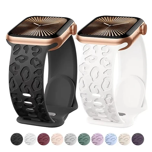 Correa grabada para Apple Watch Band 46mm 42mm 44mm 41-40mm 49mm 45 mm Correa de silicona serie 10 8 9 7 SE 6 5 4 Ultra 2