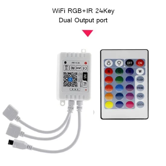 Bande LED RGB/RGBW, 12/24V, Contrôleur WIFI, Android/iOS, Compatible Bluetooth, Contrôle IR pour Maison Magique