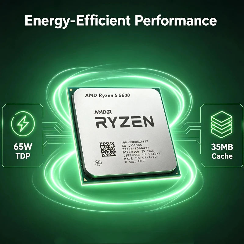 Socket AM4 Desktop CPU Ryzen 5 5600 32MB L3 Cache 6 Core 12 Thread 4.4GHz Max Boost Computer Processor Without Cooler