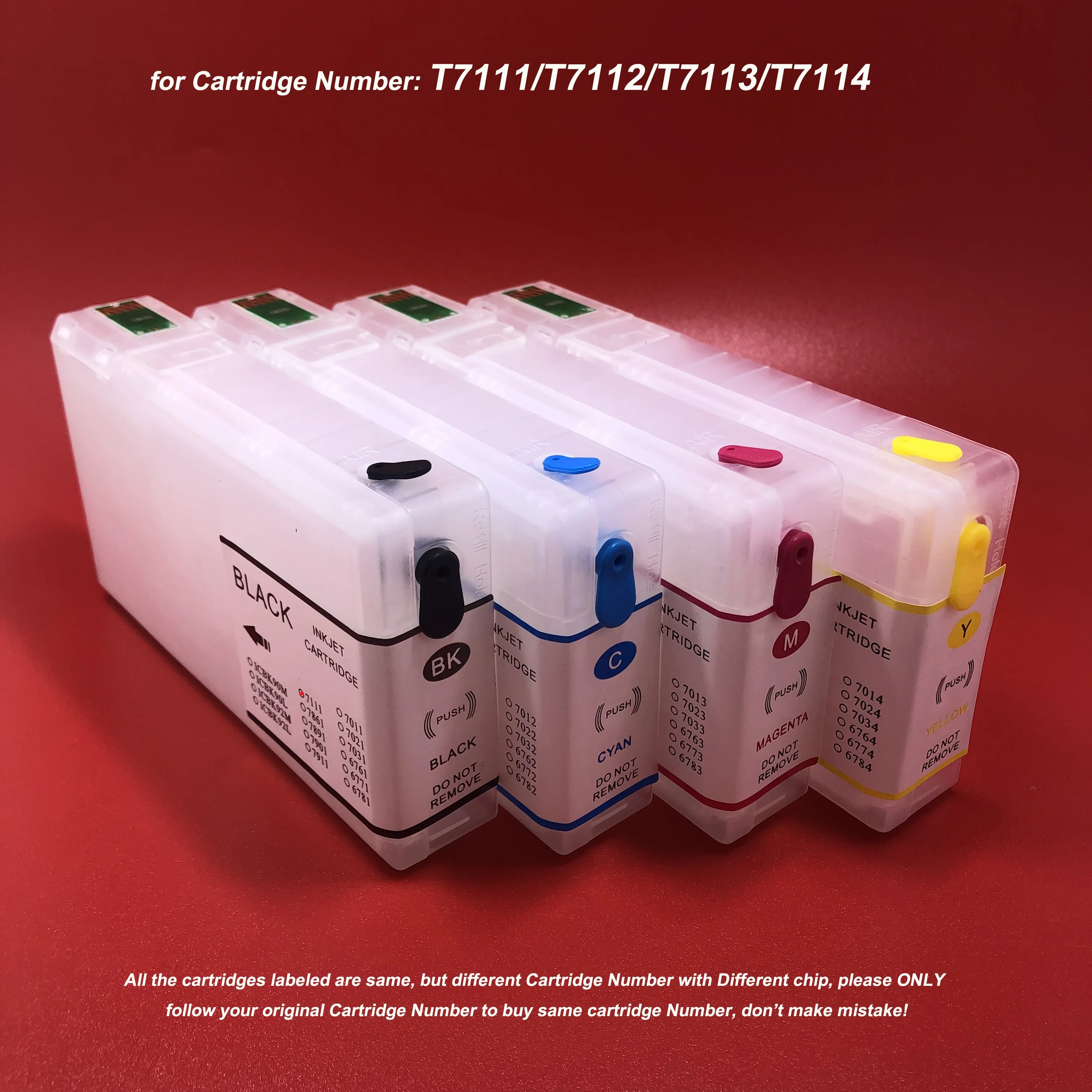 T7111 T7112 T7113 T7114 Empty Refillable Ink Cartridge for Epson WorkForce Pro WP-4010 WP-4023 WP-4090 WP-4520 WP-4533 WP-4590