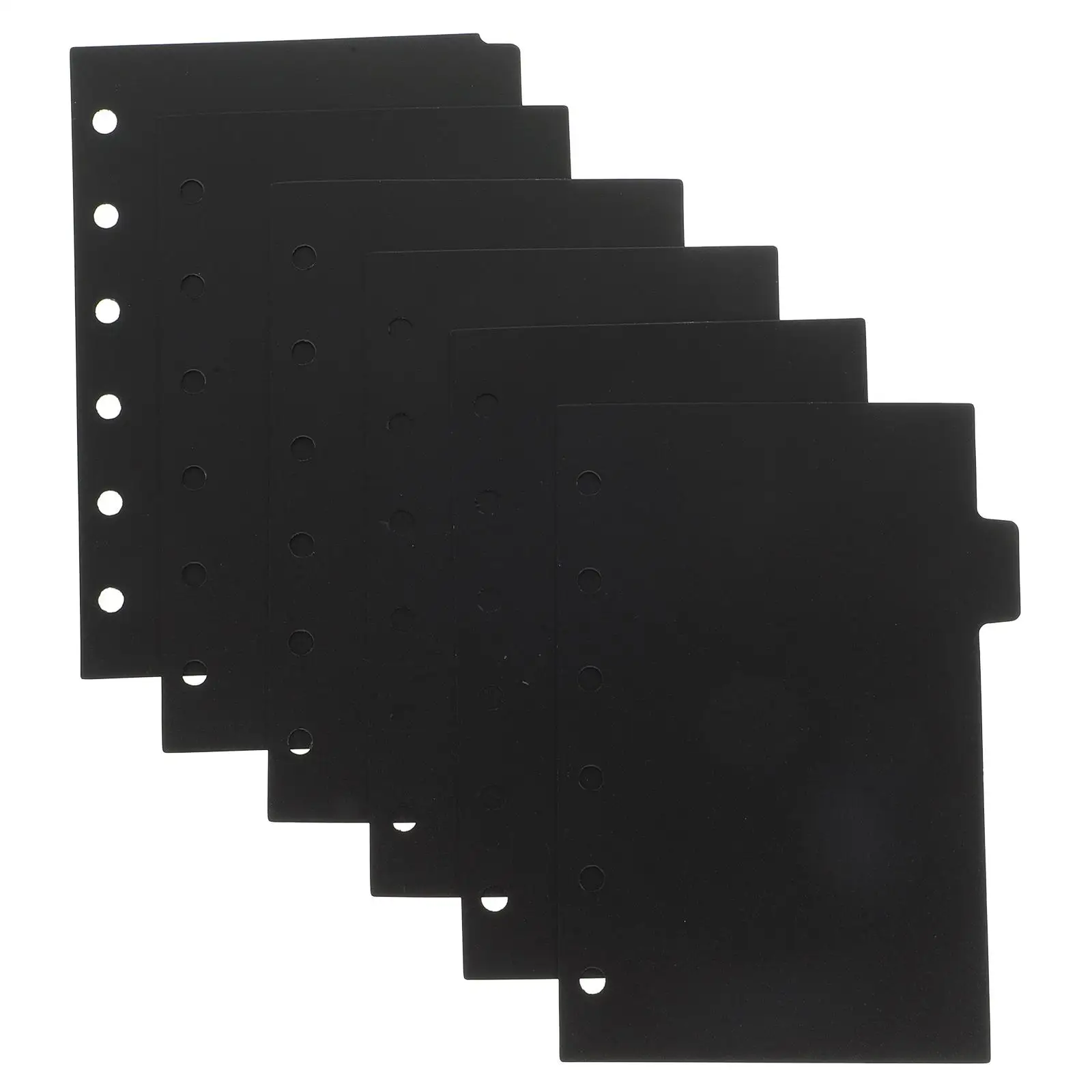 

6 Sheets Binder Divider Tabs Black Plastic Page ganizer for 6 Rings Notebook Student Office Ring Binder Separators