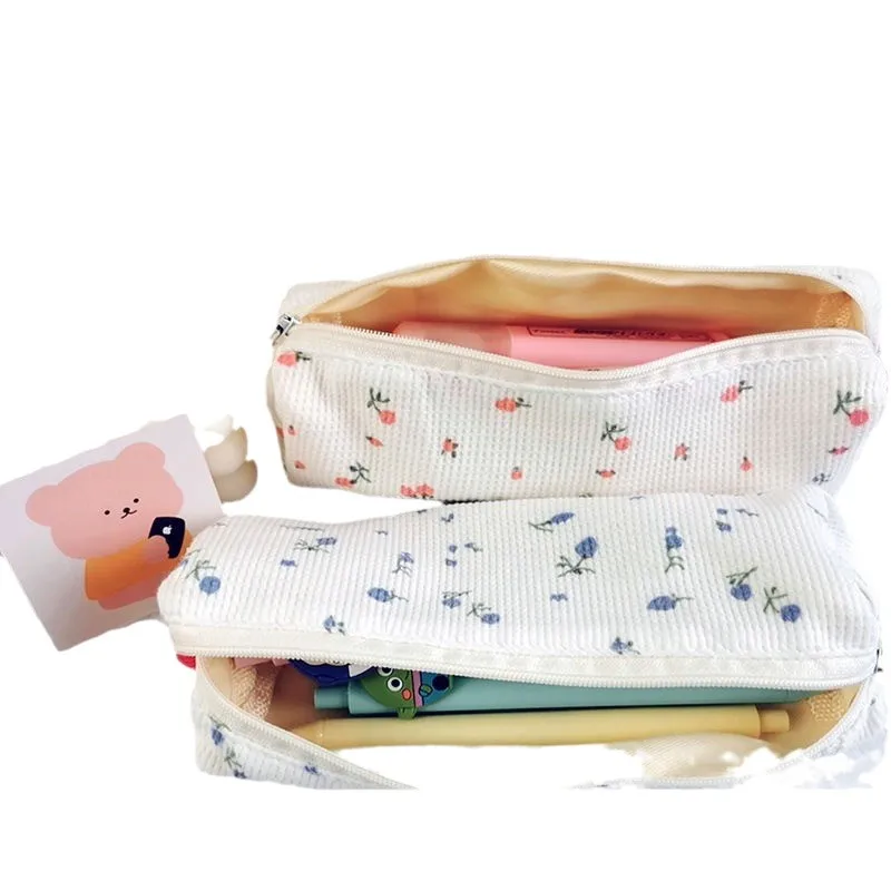 

2 шт. милые пеналы с цветочным принтом, маленькие пеналы для карандашей, пеналы-коробки, пеналы-сумки, школьные принадлежности, канцелярские товары