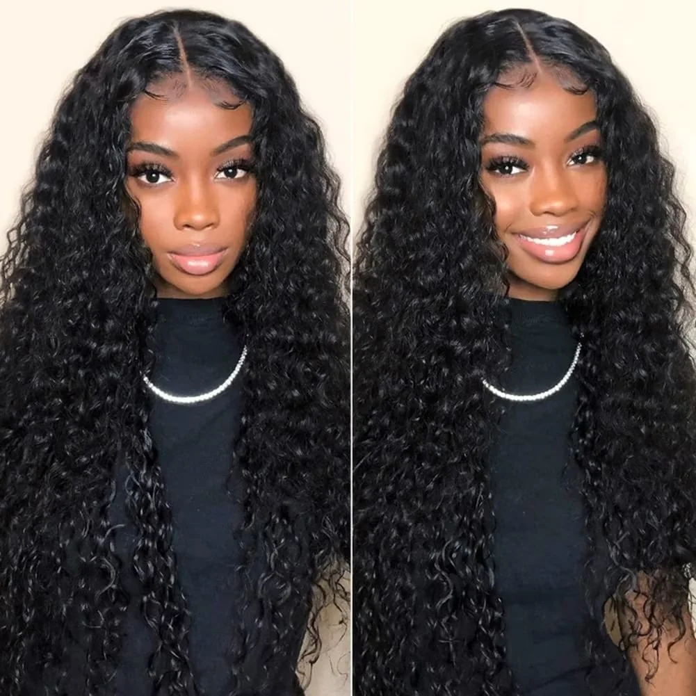 

13x6 Jerry Curly Wig Human Hair Natural Black Brazilian Real Human Hair Pre Plucked with Natural Hairline and Baby Hair For Women 220 Density 26 Inch
