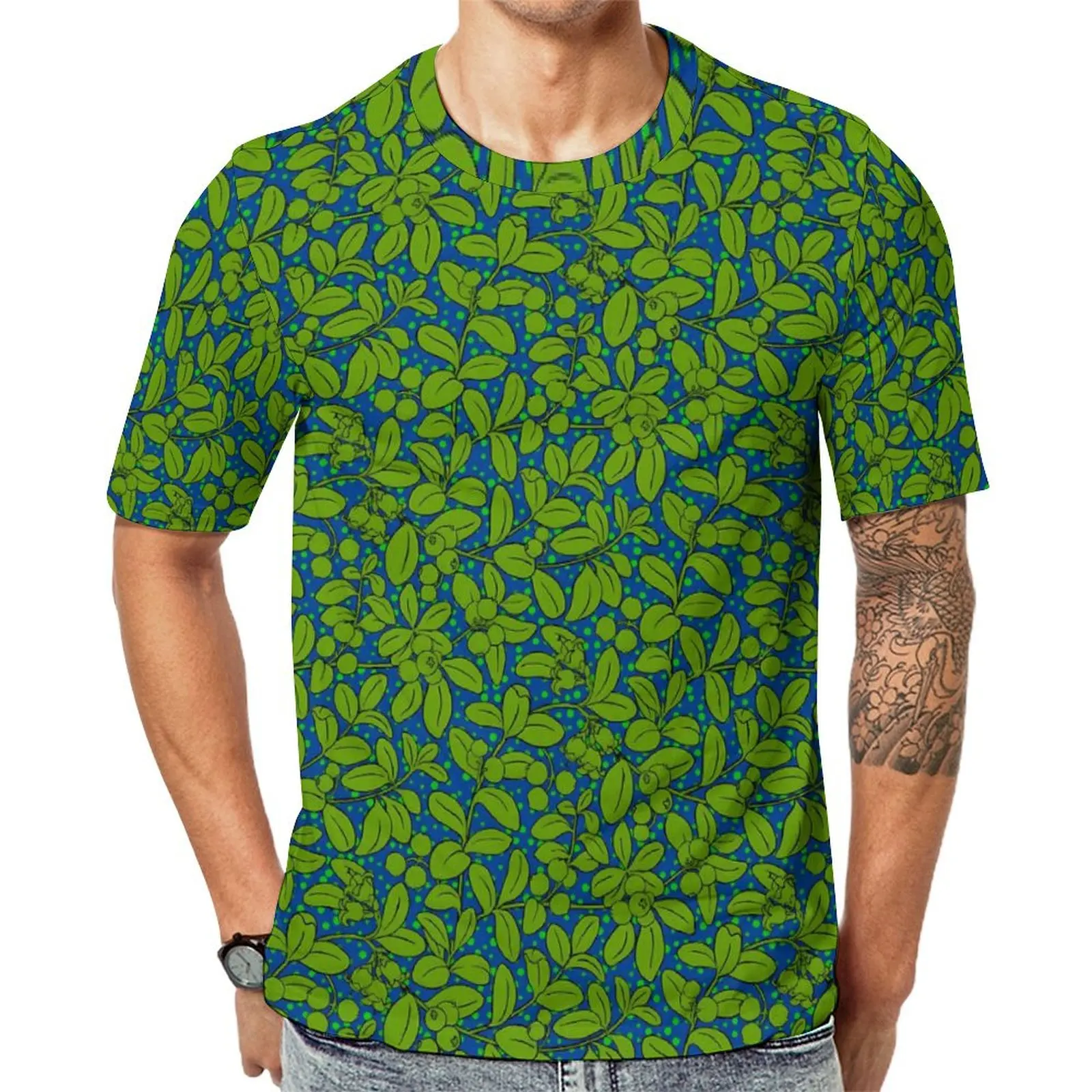 

Plus Size T Shirt Original Green Plant T-Shirts Leaf Print Kawaii O Neck Tshirt Mens Vintage Graphic Clothes