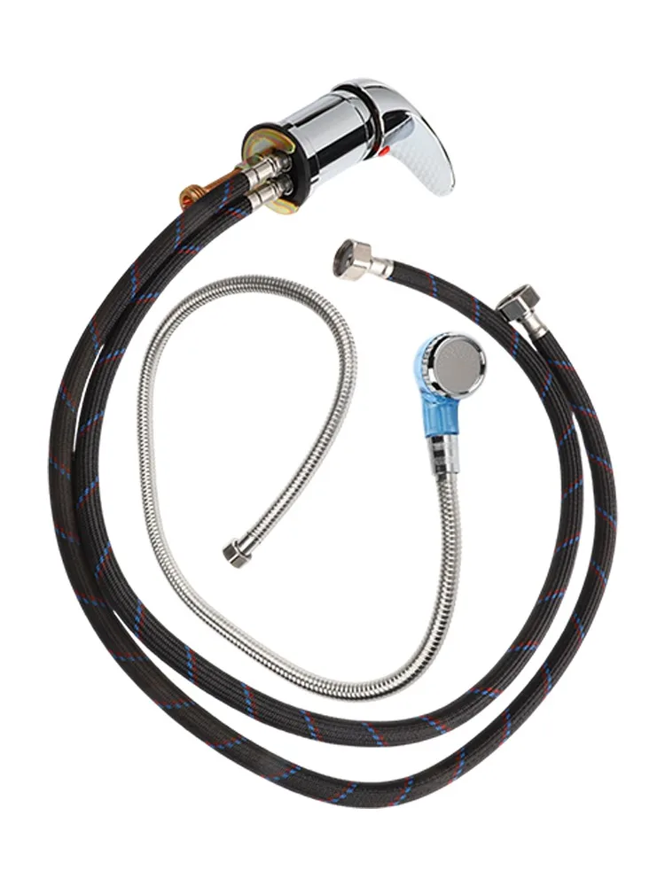 Water Pipe Faucet with Shampoo Sprayer and Hose for Barber Shop Shampoo Bed Bathtub Sink Zinc Alloy Leak Proof Design