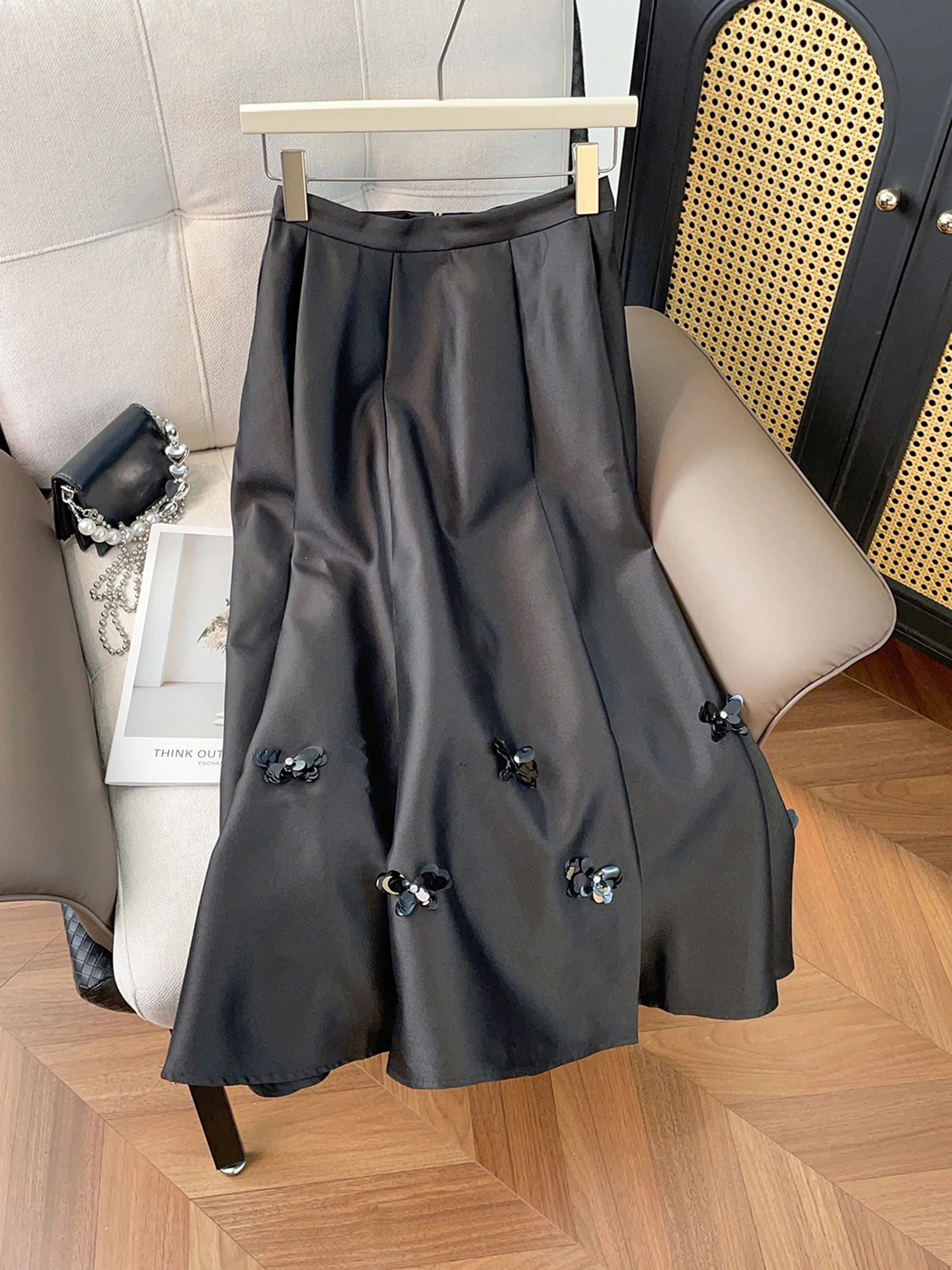 

Ele Mid-Length Sequin Design f Skirt for Women Commute Sle Faionable Hepburn Sle Autumn Winter New Arrival