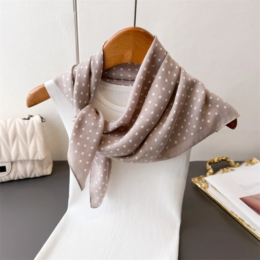 

New 65*65cm Head Scarf Polka Dot Square Foulard Bandana Women Hijab Cotton Feel Neckerchief Headscarf Spring Autumn Wraps