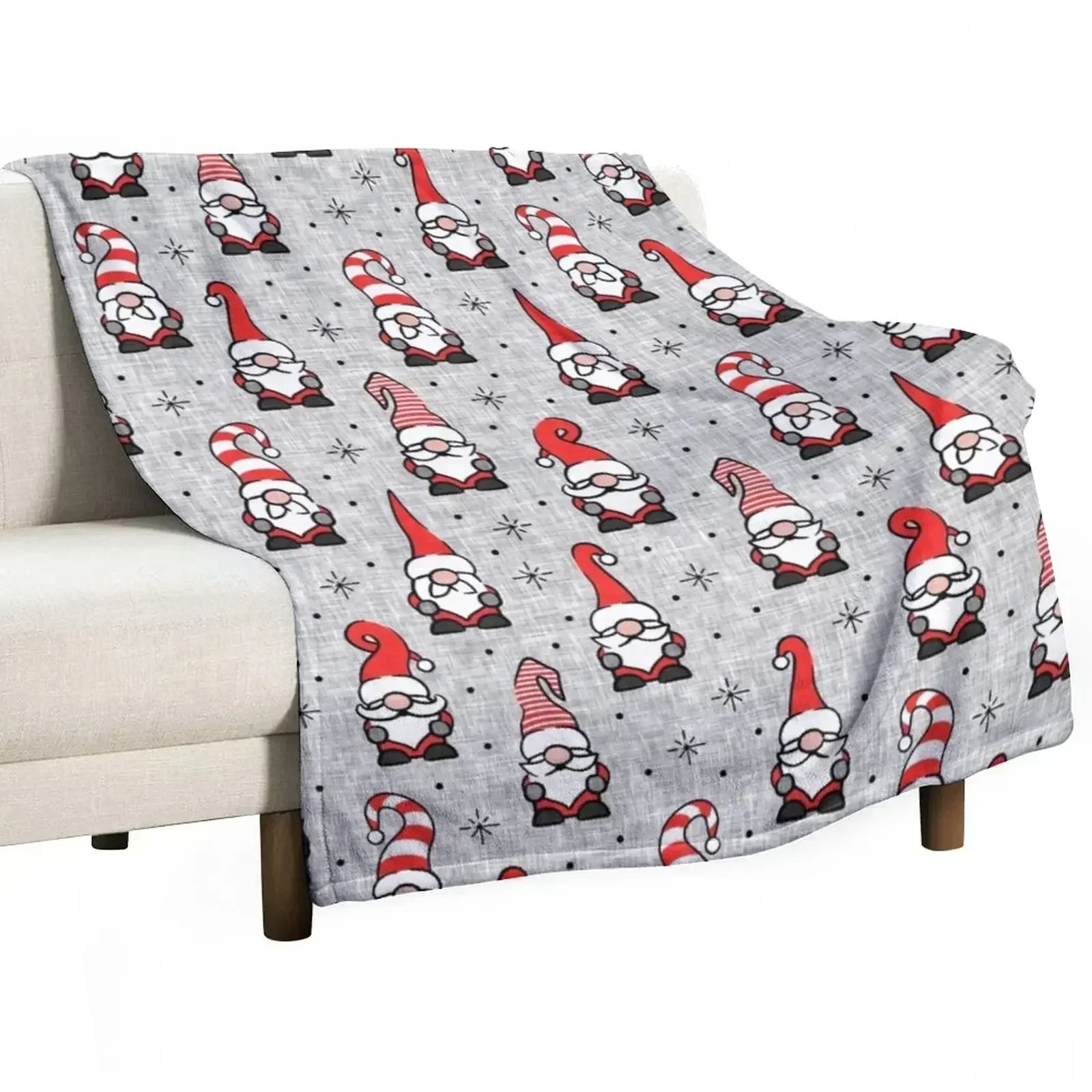 

Christmas Gnomes - grey Throw Blanket Luxury Throw Vintage Soft Sofa Throw Blankets