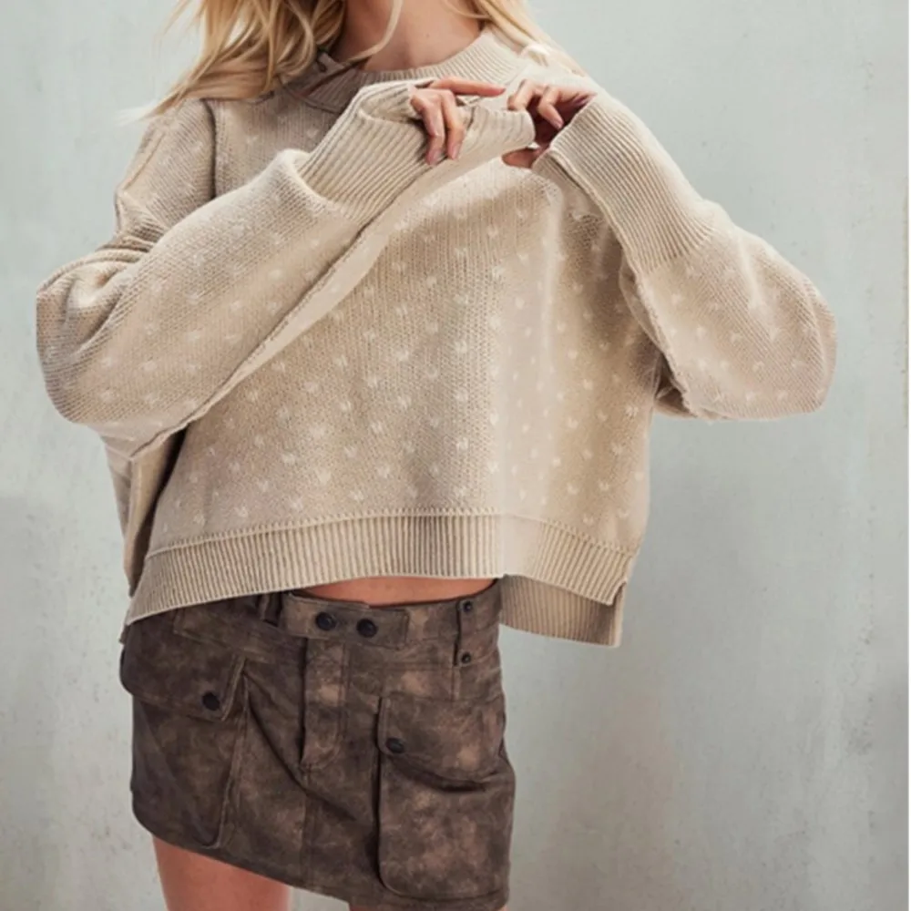 MsChuh Casual All-match Loose Simple Sweater Pulls Femmes Pullover Women's Jumper Love Commuting Daily Round Neck Long Sleeves